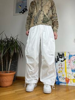 Jaded London White Parachute Cargo Pants