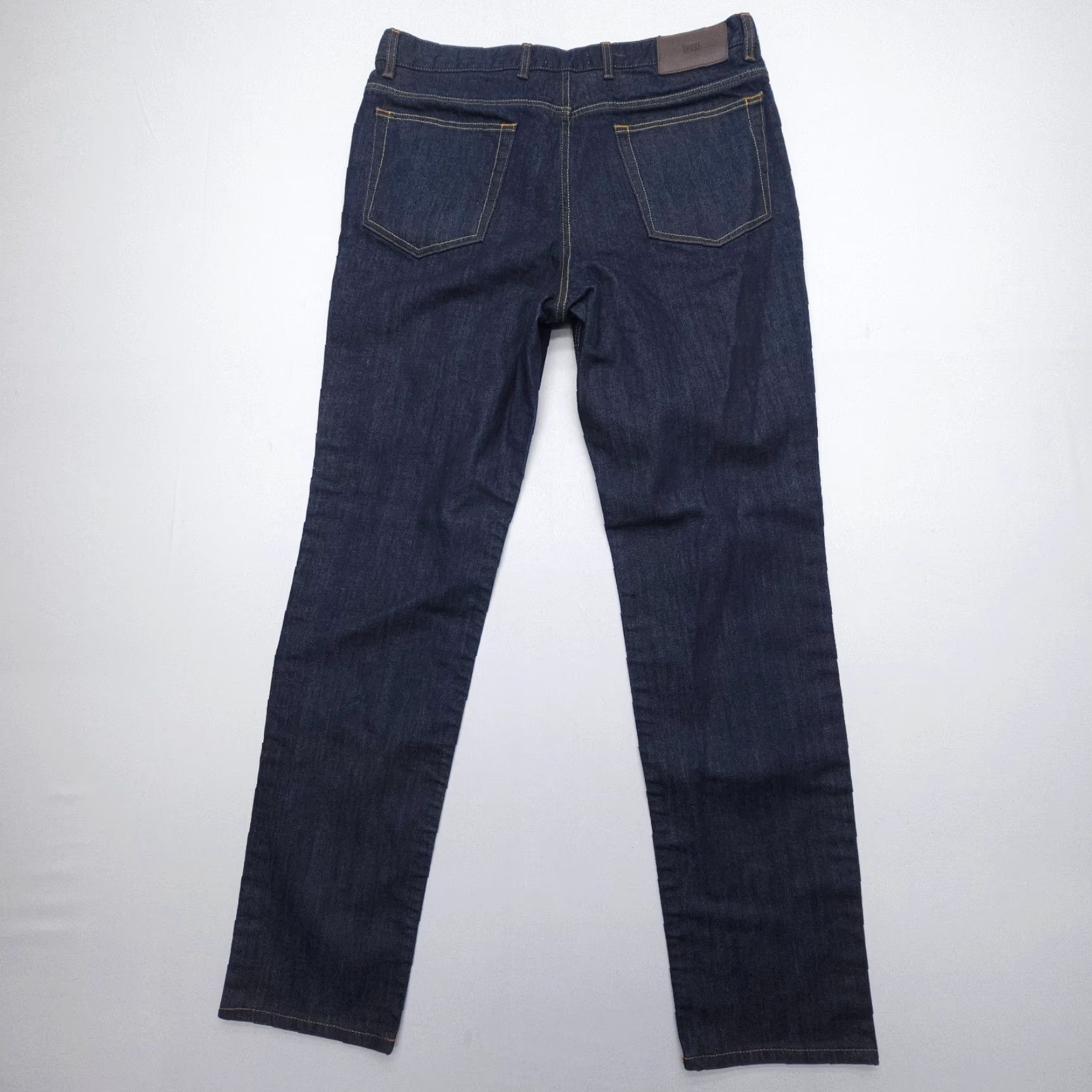 Denime SPoke London Jeans Men Jeans 37x33 Dark Blue Regular Straight Denim Stretch 90s London Theme Mens Size US 37 - 2 Thumbnail
