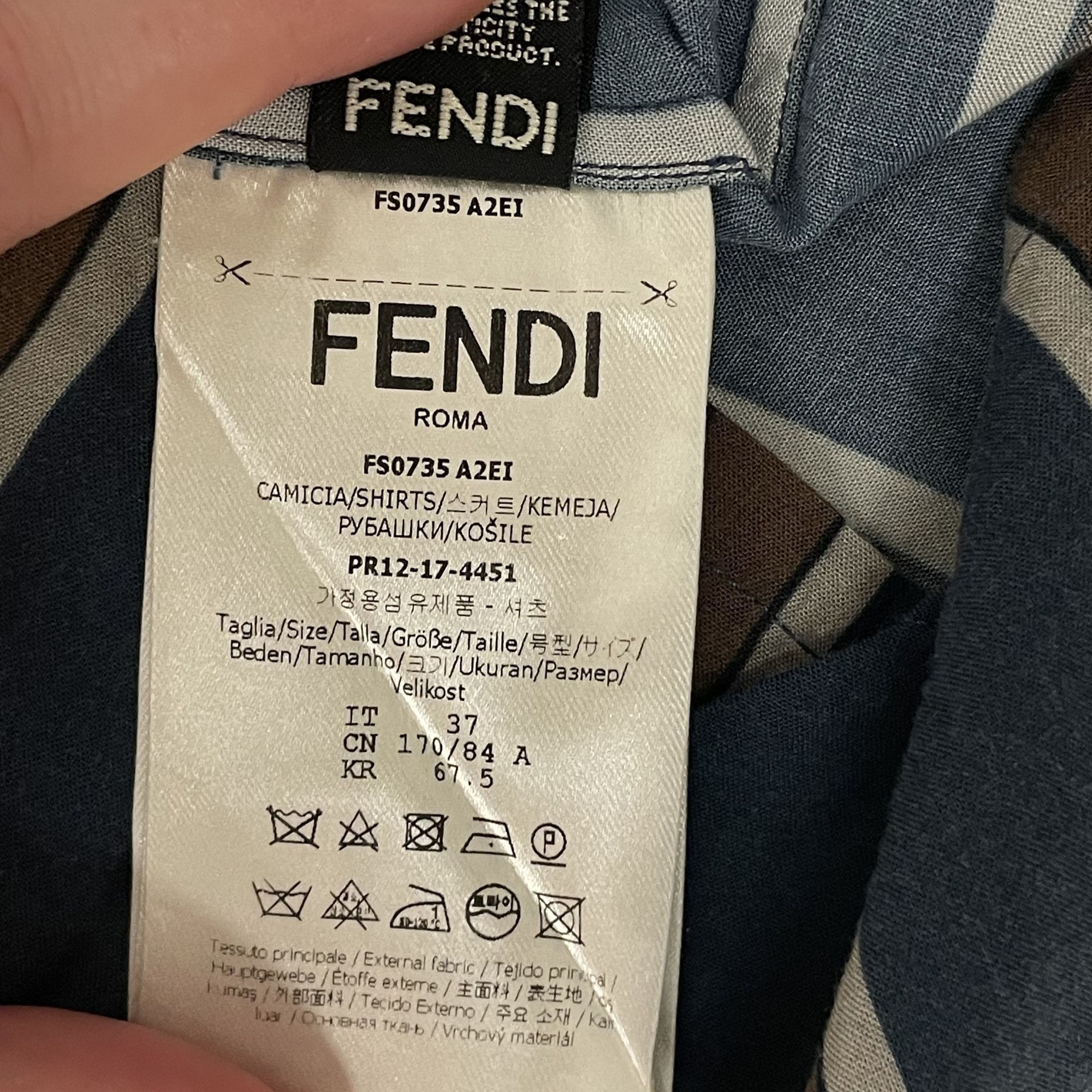 Fendi Fendi Blue Stripe PANEL Logo Rayon Rockabilly Shirt Size US M / EU 48-50 / 2 - 10 Thumbnail