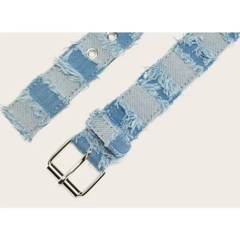 Designer × Japanese Brand × Leather Denim Waist Belt metal buckle Size ONE SIZE - 6 Thumbnail