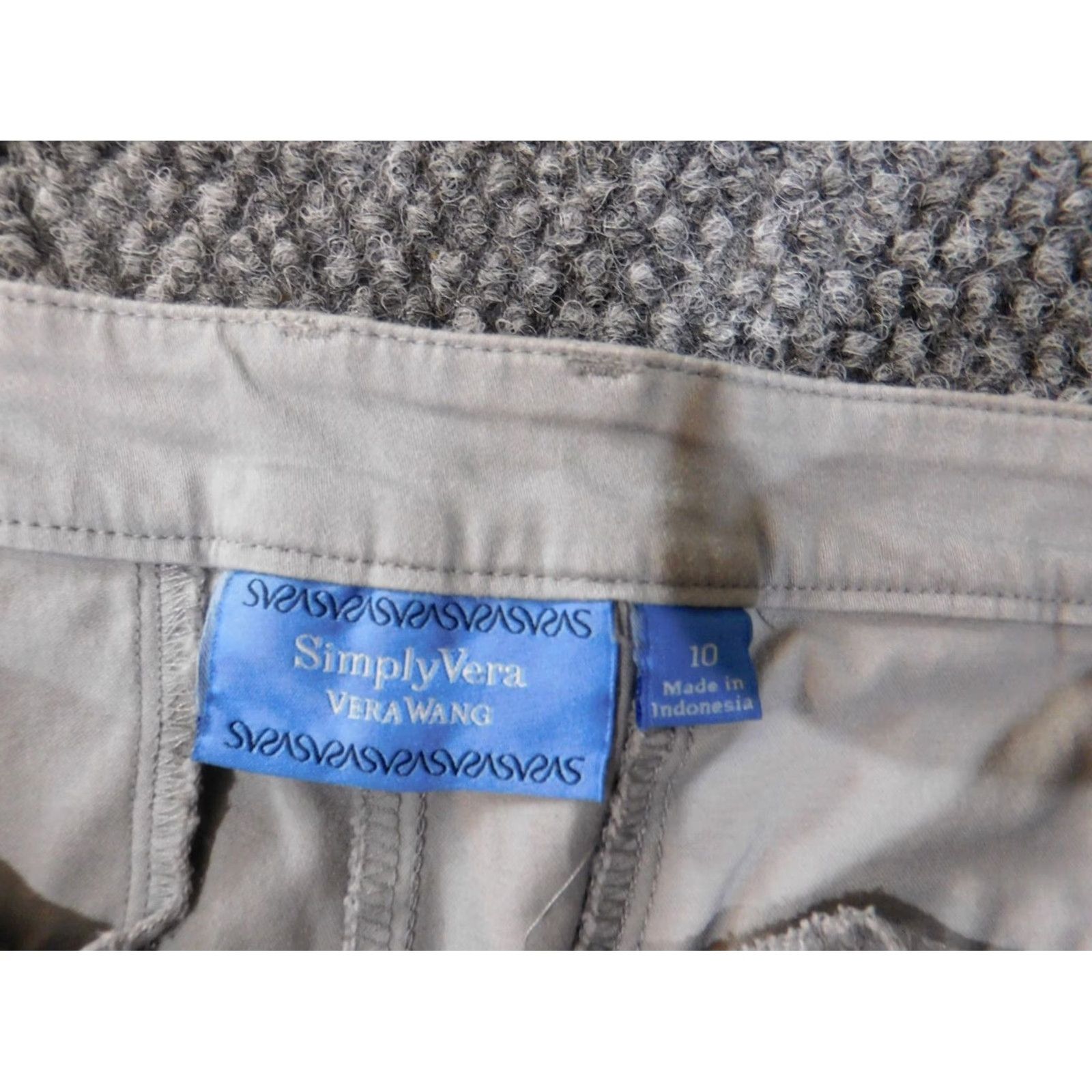 Vintage Simply Vera Wang Pants 10 gray straight Womens chino classic stretch cotton Size 24" / US 00 / IT 34 - 5 Thumbnail