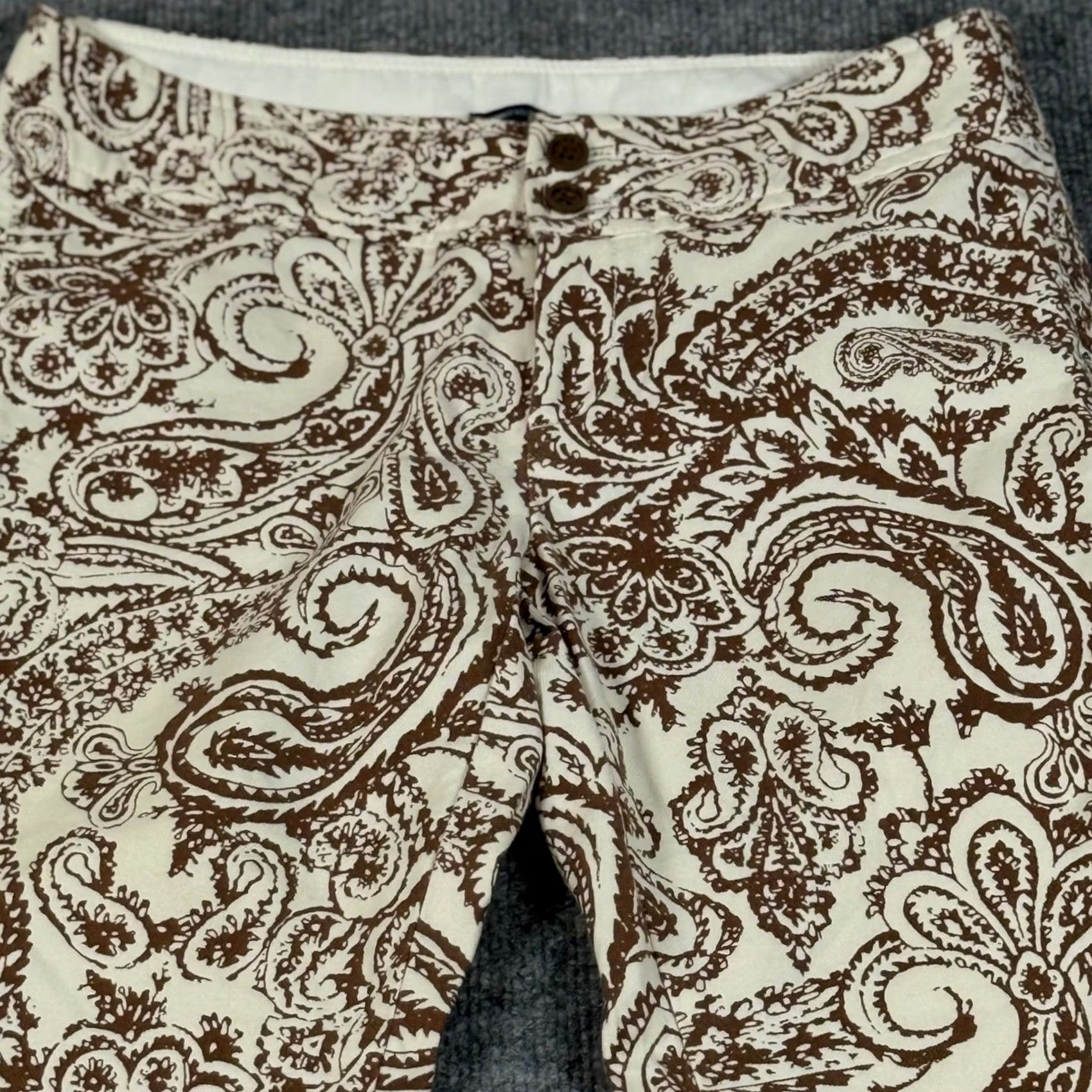 Gap Gap Retro Pants Capri Paisley Print Stretch Brown Beige Cropped Fall Women Size 2 Size 26" / US 2 / IT 38 - 3 Thumbnail