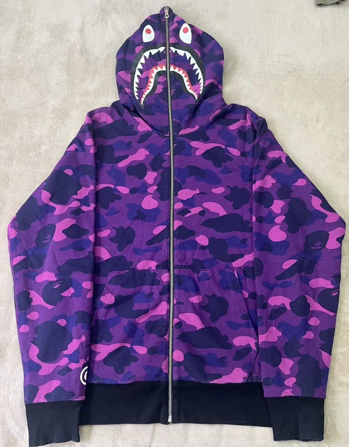 Bape Purple Camo Shark Zip-Up Hoodie Size US XXL / EU 58 / 5 - 1 Thumbnail