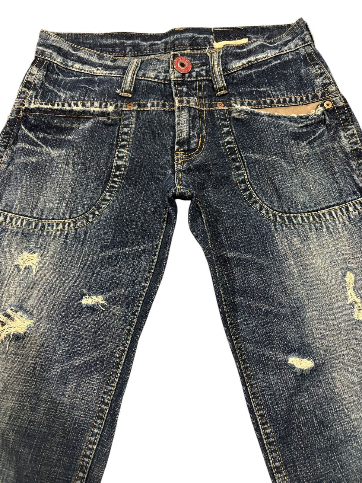 Japanese Brand × Seditionaries 90s Vtg AntGauge Japanese Double Waist Distressed Punk Jeans Size US 29 - 4 Thumbnail