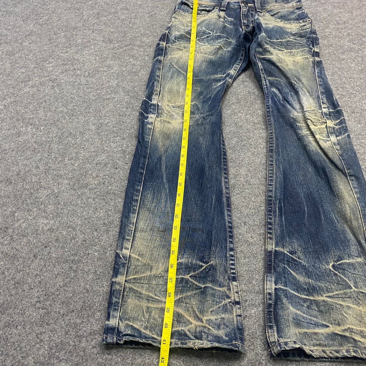 If Six Was Nine 💥Flare💥Vintage Rattle Trap Acid Wash Distressed Denim Size US 30 / EU 46 - 3 Thumbnail
