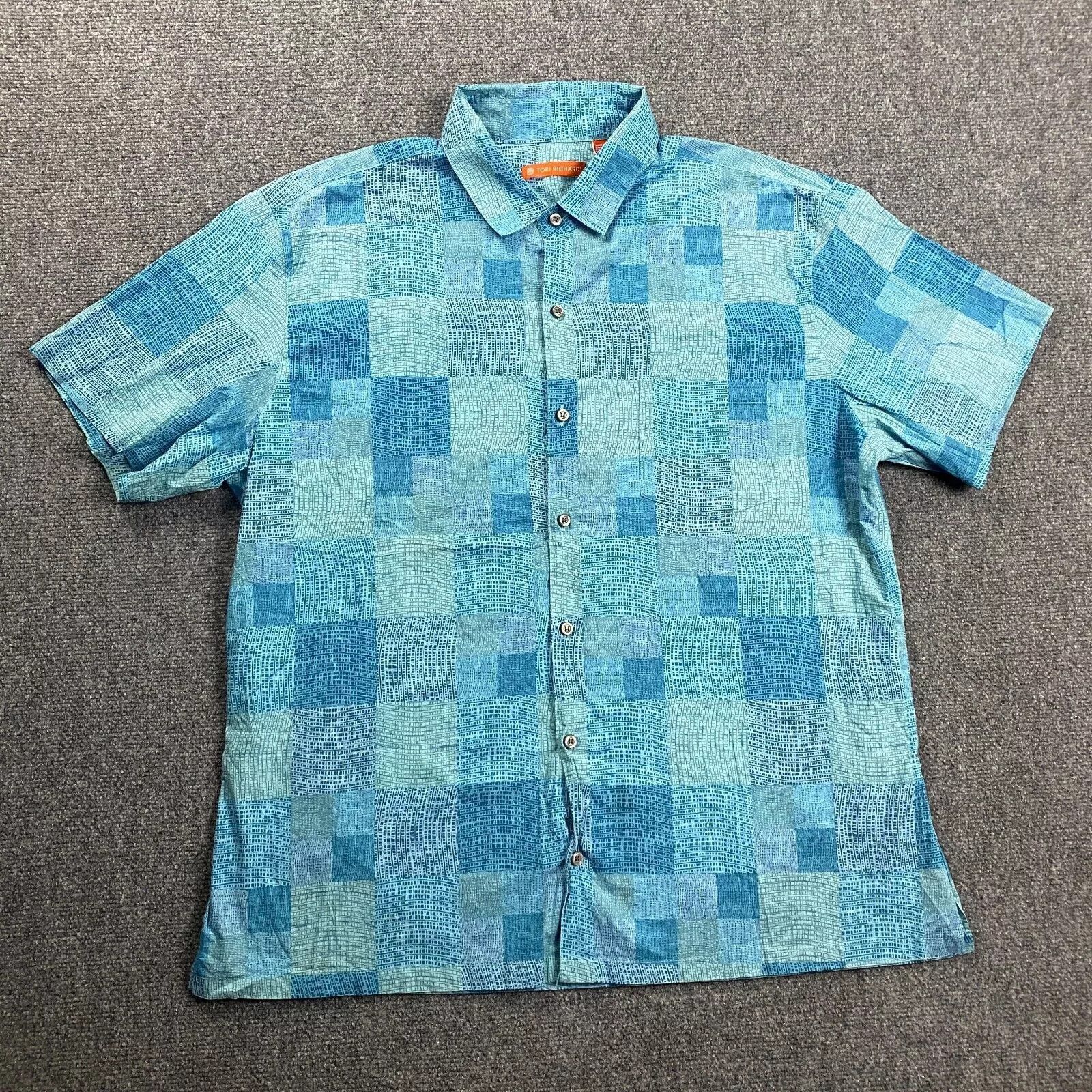 Tori Richard Tori Richard Shirt Adults 2XL Blue Hawaiian Geometric Lawn Size US XXL / EU 58 / 5 - 1 Thumbnail