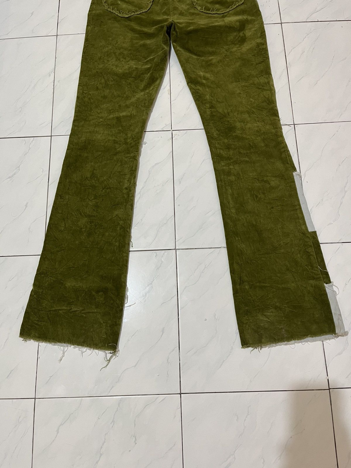 Japanese Brand 🔥 Akira Denim Flare Patchwork Corduroy Pants Size US 30 / EU 46 - 9 Thumbnail