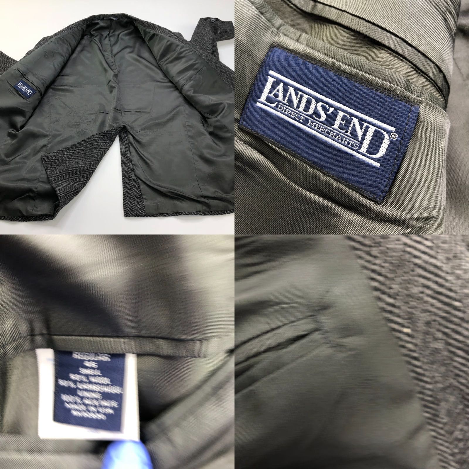 Lands' End Lands' End Lambswool Herringbone 46 R Sport Coat Jacket Black Gray S Size US S / EU 44-46 / 1 - 9 Thumbnail