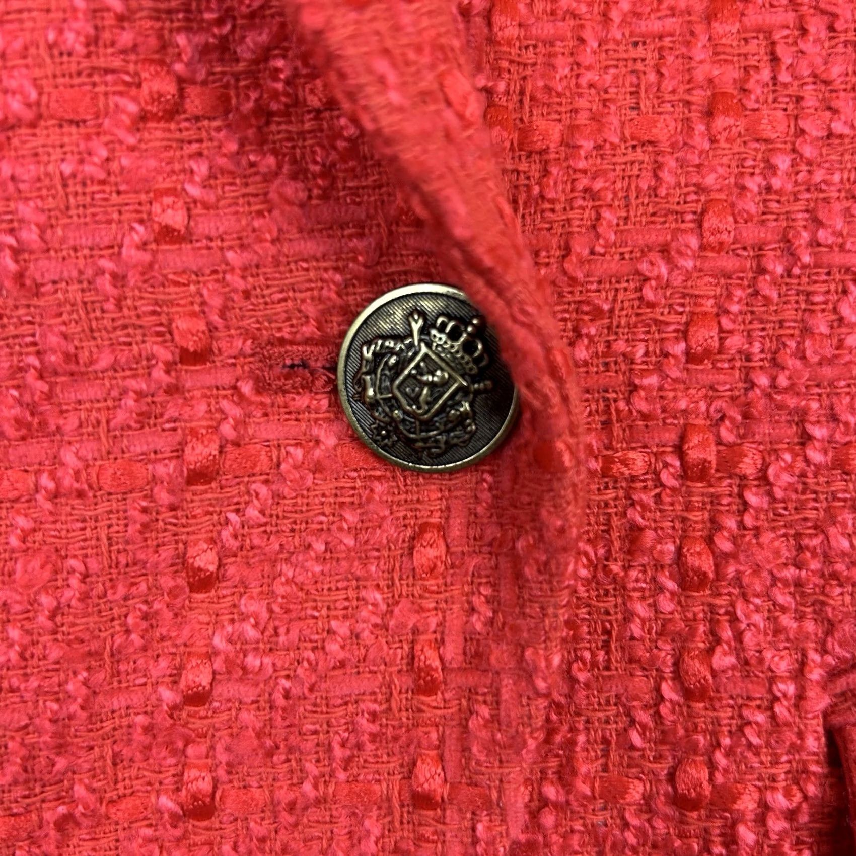 Ann Taylor Ann Taylor Loft Blazer Women 4 Salmon Tweed Preppy Old Money Corpcore Casual Business Button Long Sleeve Collared Lined Pockets Red Elegant Office Size S / US 4 / IT 40 - 5 Thumbnail
