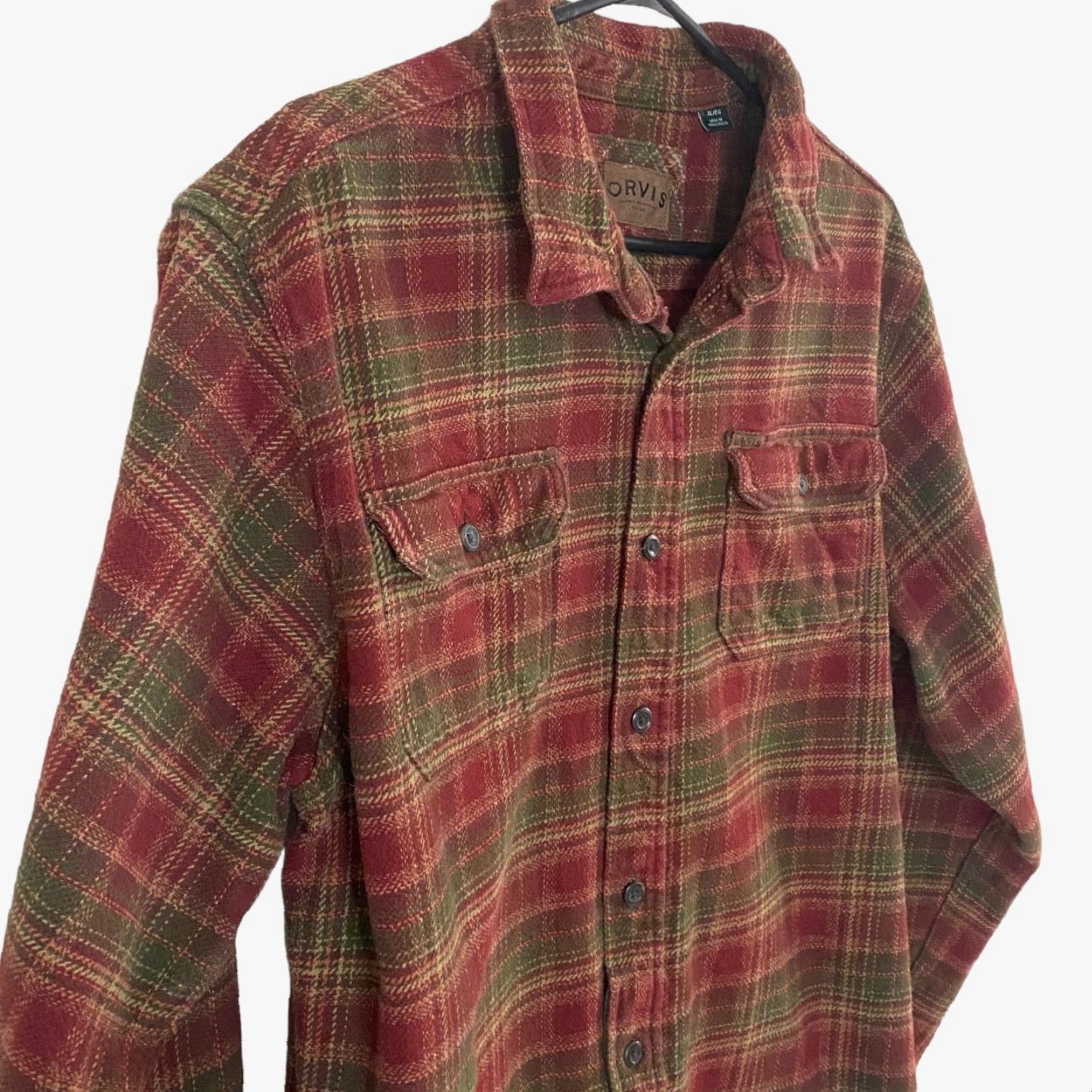 Orvis VINTAGE Orvis Big Bear Heavyweight Button-Up Flannel Shirt Mens XL Red & Green Plaid Size US XL / EU 56 / 4 - 4 Thumbnail