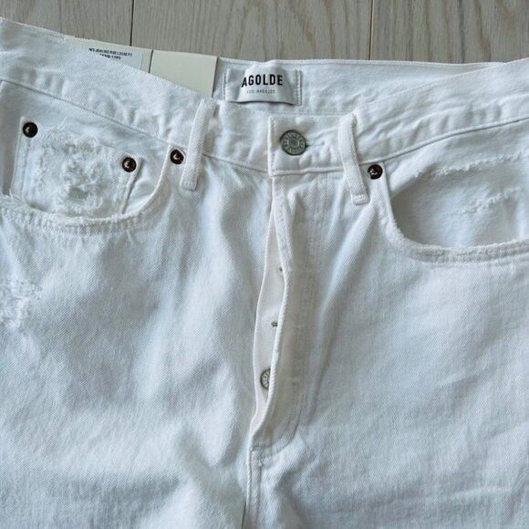 Agolde AGOLDE 90's Organic Denim Rip Destroyed Jeans Vanish White Size 26" / US 2 / IT 38 - 7 Thumbnail