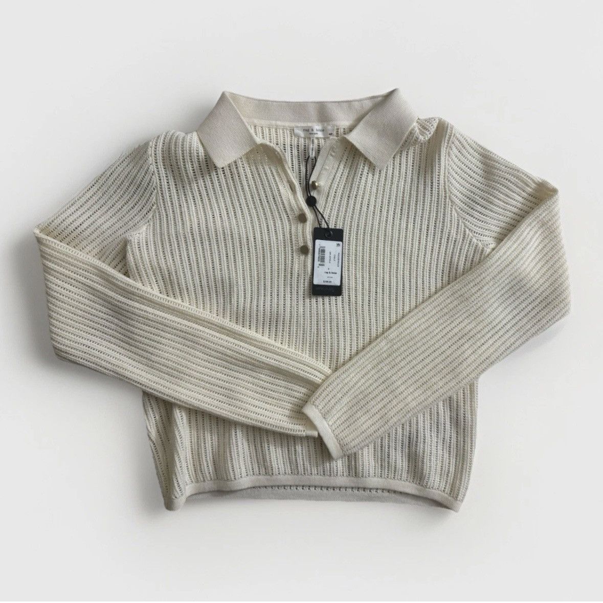 Rag & Bone Rag & Bone Vivi Polo Sweater Small Chalk White Size S / US 4 / IT 40 - 1 Thumbnail