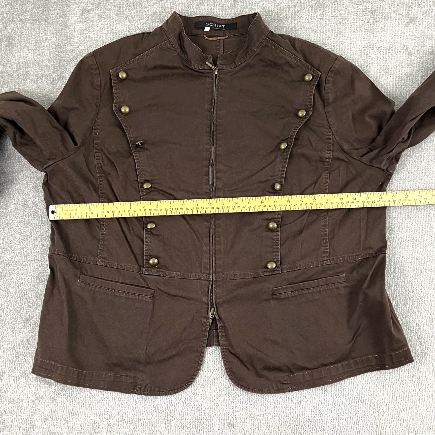 Doublet SCRIPT Jacket Womens XL Brown Western Rodeo Cowgirl Double Breasted Bib Full Zip Jacket Size XL / US 12-14 / IT 48-50 - 4 Thumbnail