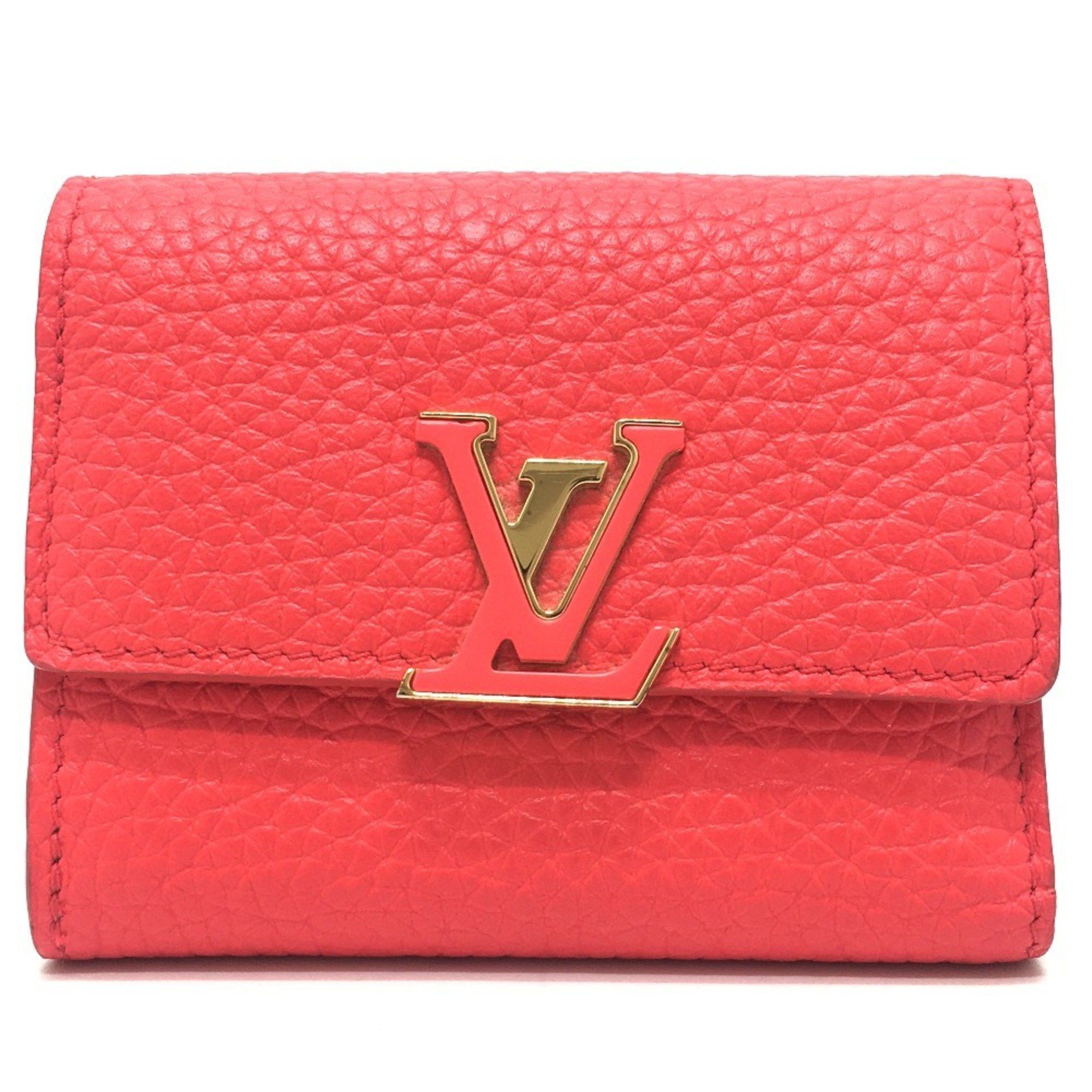 Louis Vuitton LOUIS VUITTON M69069 Japan Exclusive Portefeuille Capucines XS Compact Tri-fold Wallet in Taurillon Leather, Coral Tahiti Red Size ONE SIZE - 1 Thumbnail