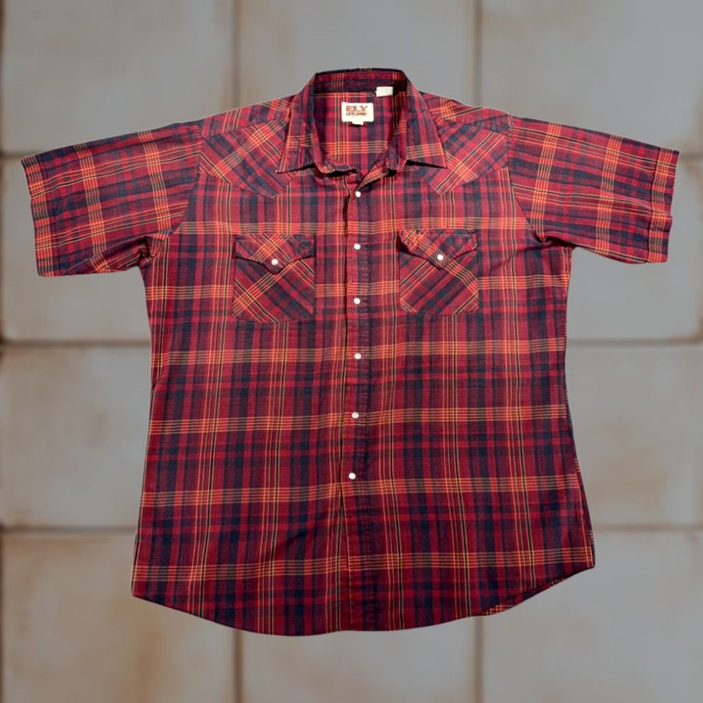Vintage VINTAGE Ely Cattleman Western Shirt Adult LARGE Red Plaid Pearl Snap Cowboy 90s Size US L / EU 52-54 / 3 - 1 Thumbnail