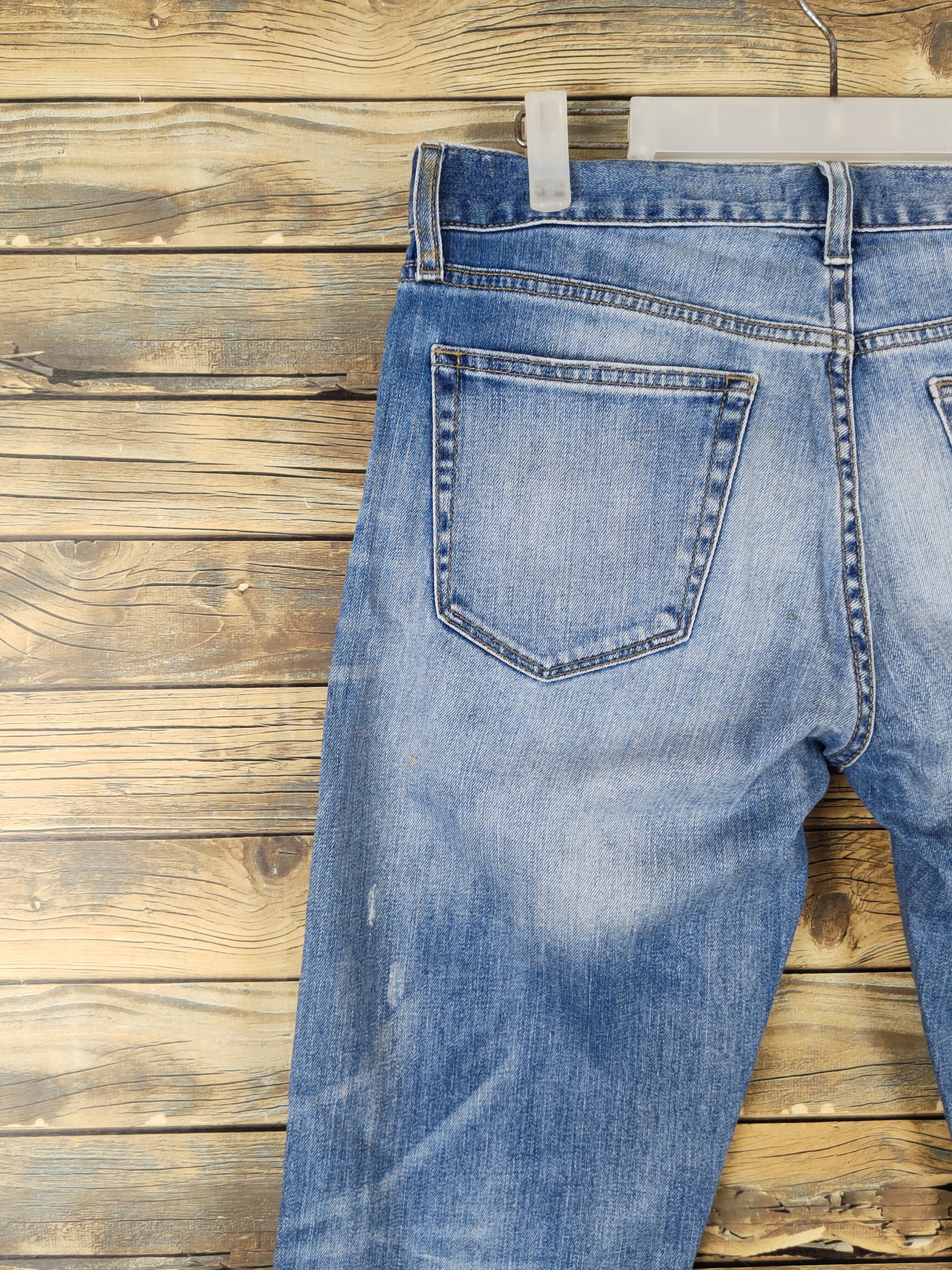Japanese Brand Uniqlo fabric by Kaihara Blue Distressed Ripped Jeans #W1405 Size US 31 - 8 Thumbnail
