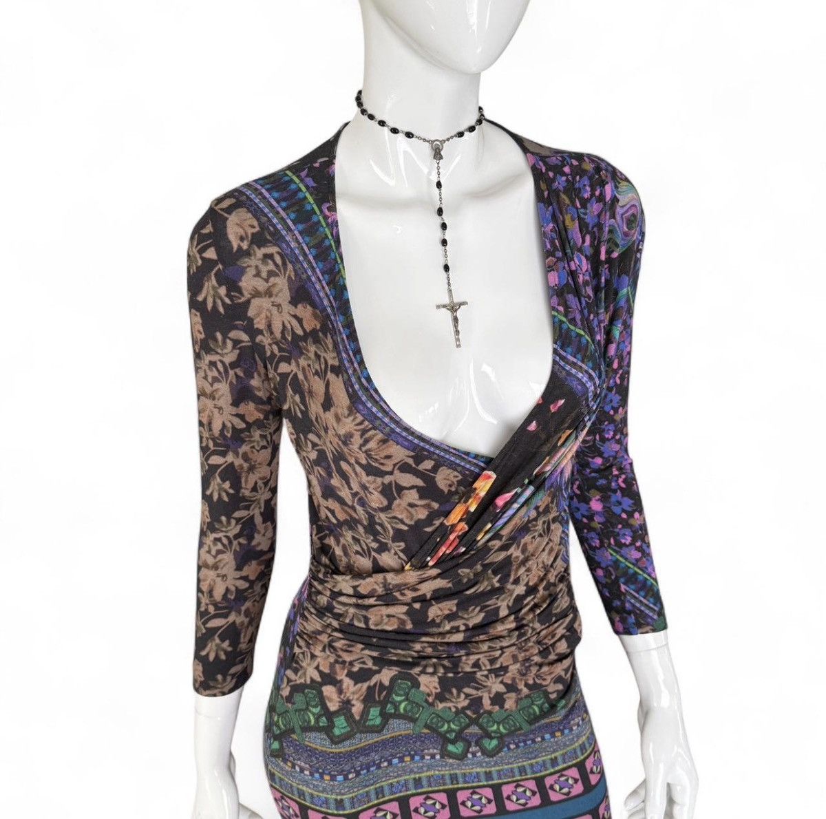 Etro Archival ETRO Milano Jersey Wrap Dress - Italian Luxury Size M / US 6-8 / IT 42-44 - 7 Thumbnail