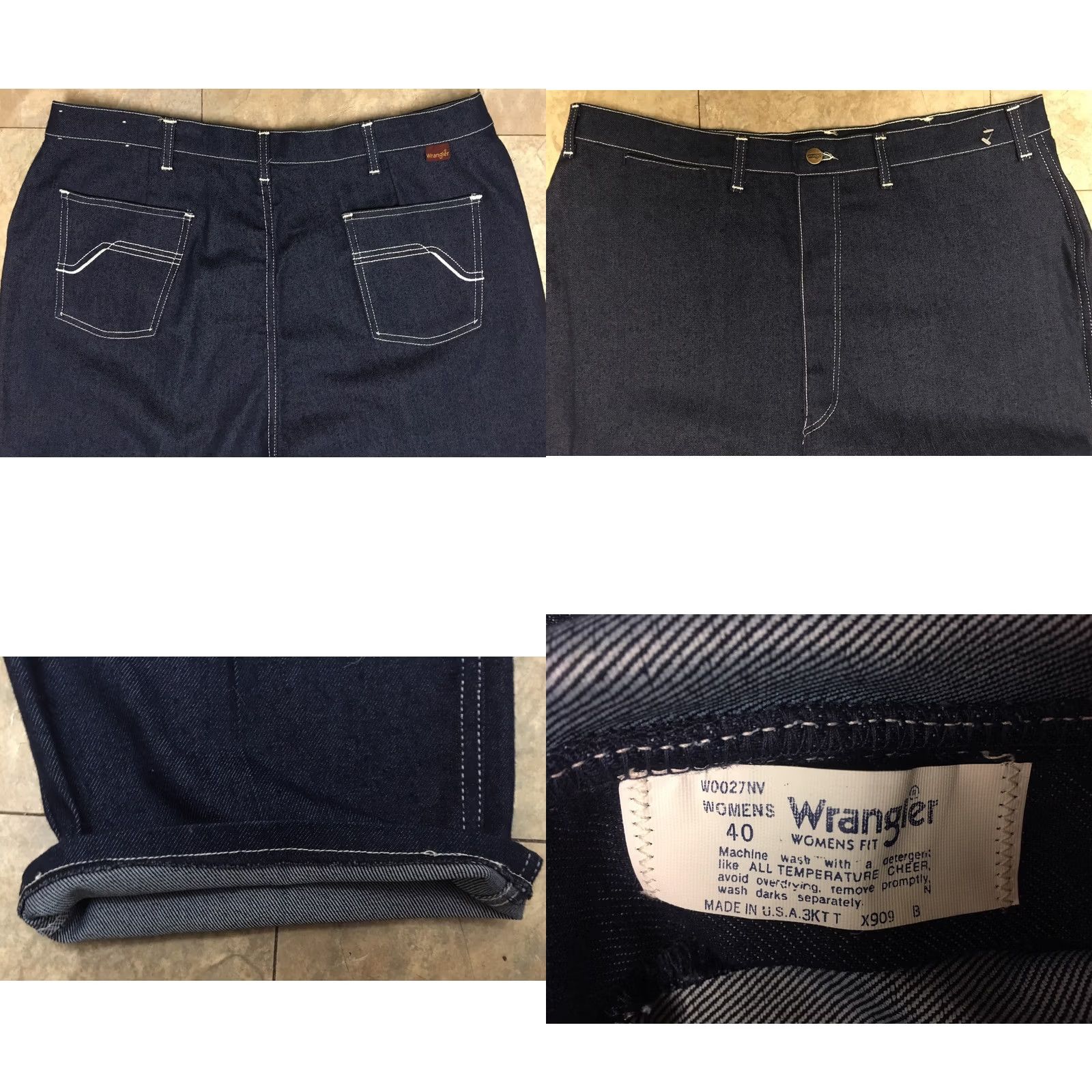 Wrangler VINTAGE Wrangler Women's Fit Jeans Denim USA White Stitching 40 Blue Cowboy Western 80s 90s Womens" Size 27" / US 4 / IT 40 - 8 Thumbnail