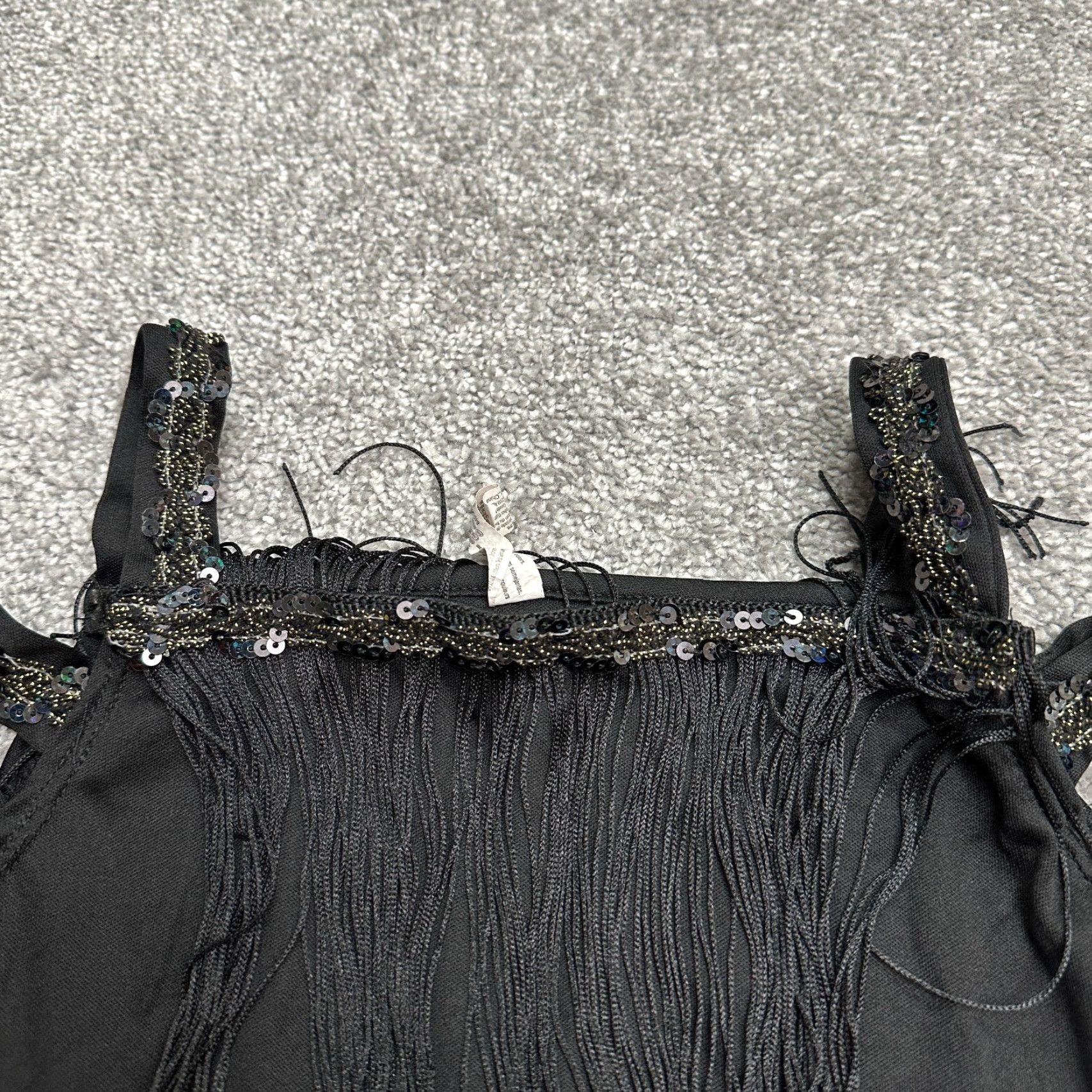 Vintage Unbranded Fringe Tasseled Shift Dress Womens Small Sleeveless Knee Length Sequin Size S / US 4 / IT 40 - 5 Thumbnail