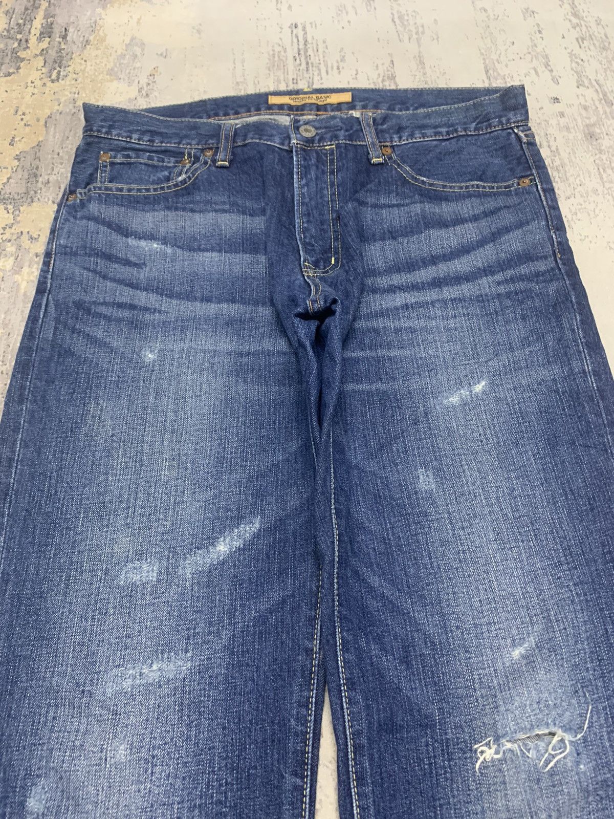 Japanese Brand Japanese Brand Distressed Blue Denim Straight Leg Jeans Size US 33 - 5 Thumbnail