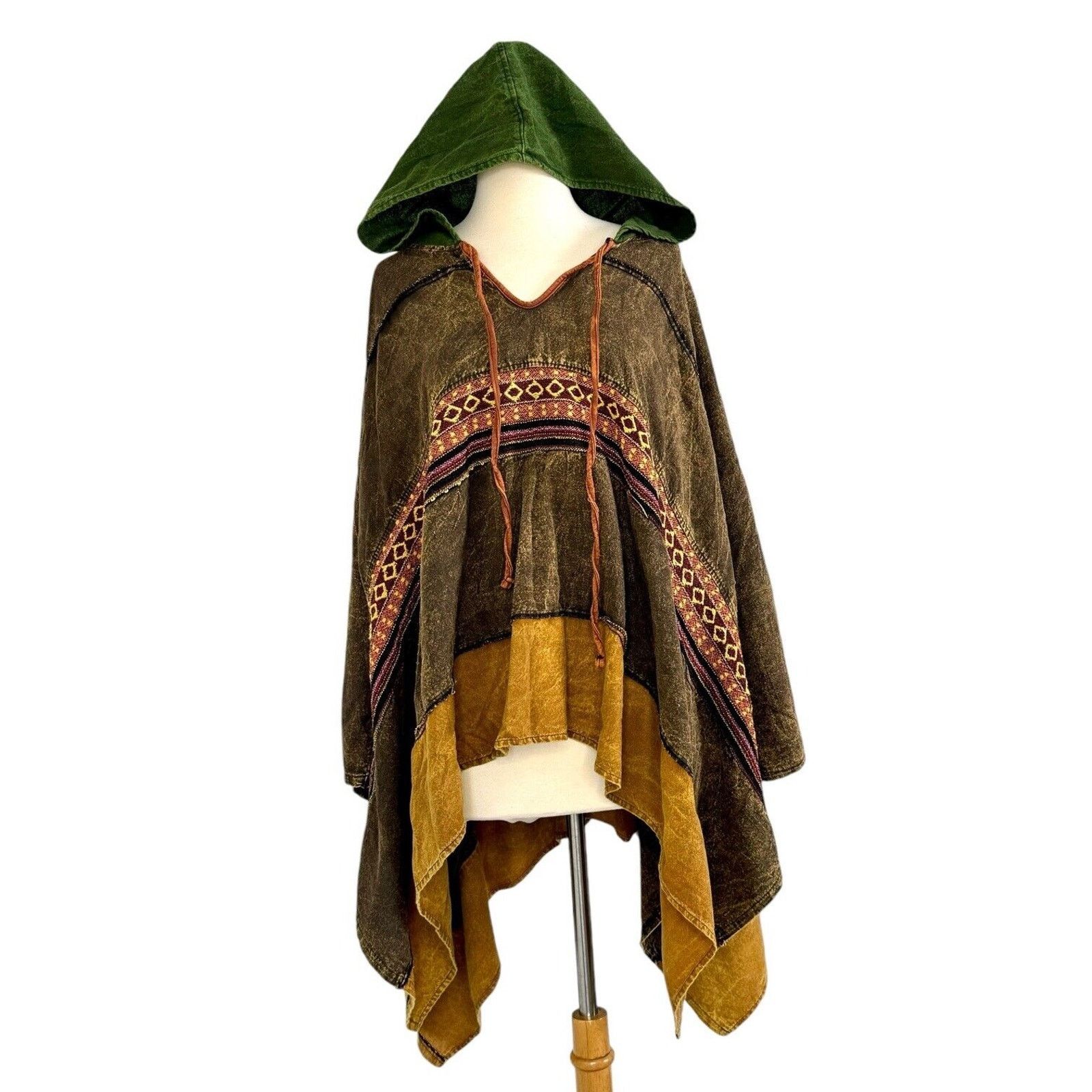 Kathmandu Vintage KATHMANDU IMPORTS Hooded Poncho 100% Cotton OS Size ONE SIZE - 3 Thumbnail