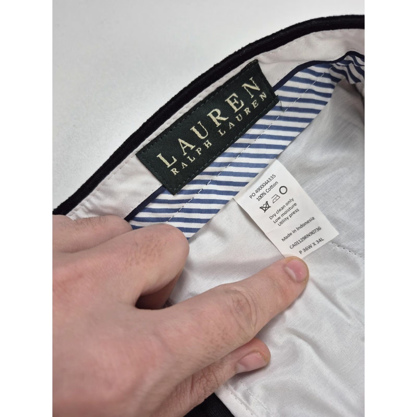 Ralph Lauren VINTAGE Lauren Ralph Lauren Corduroy Pants Mens 36x34 Black Flat Front Dress Slacks Size US 36 / EU 52 - 6 Thumbnail