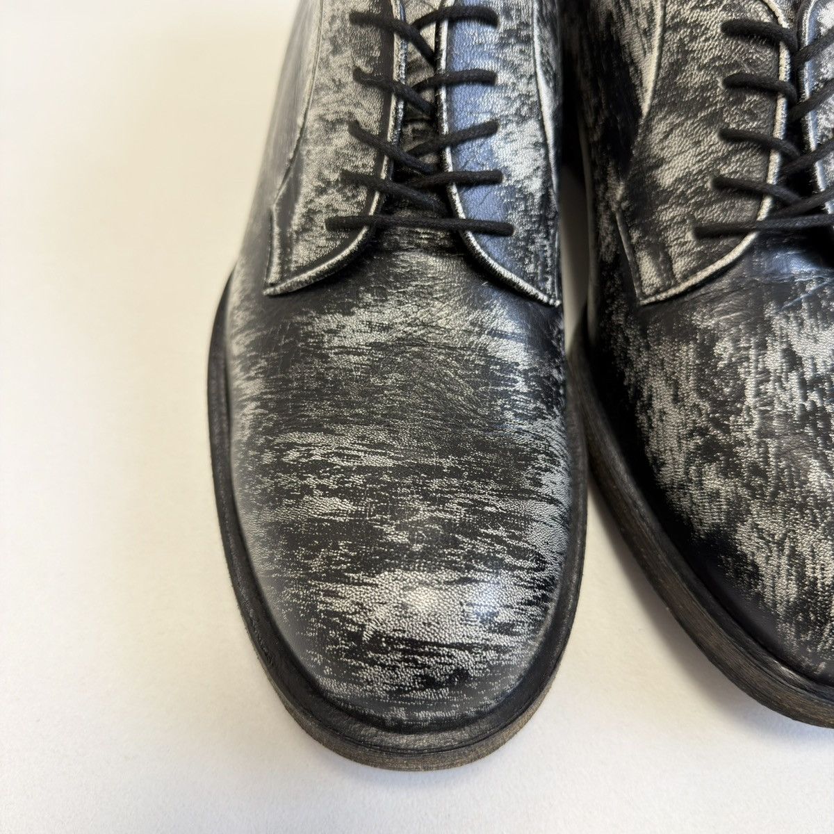 Jil Sander Black/White ‘Distressed Leather’ Derby Shoes Size US 9 / EU 42 - 14 Thumbnail