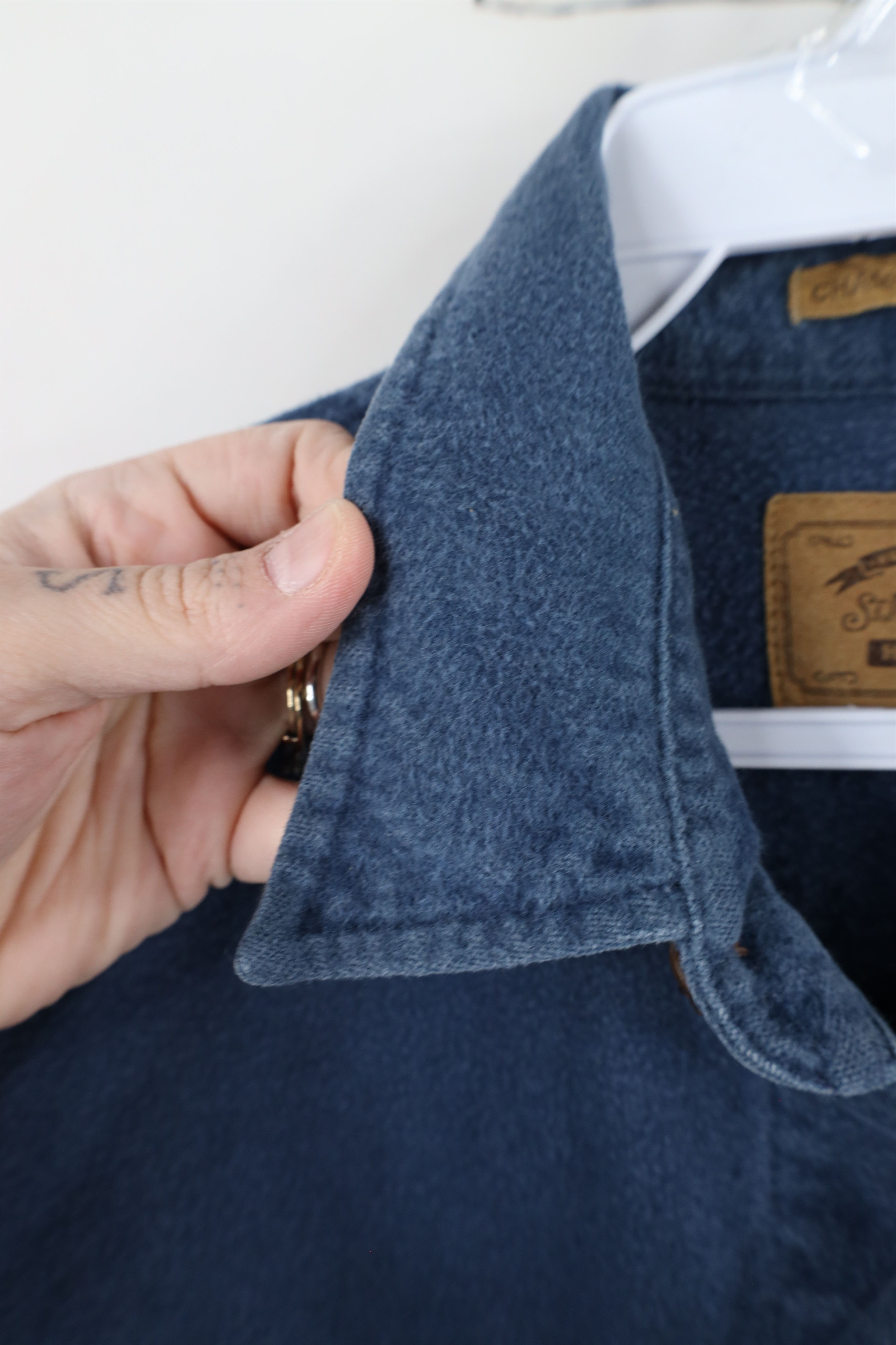 Vintage Vintage 90s Streetwear Chamois Cloth Button Shirt Blue Size US L / EU 52-54 / 3 - 9 Thumbnail