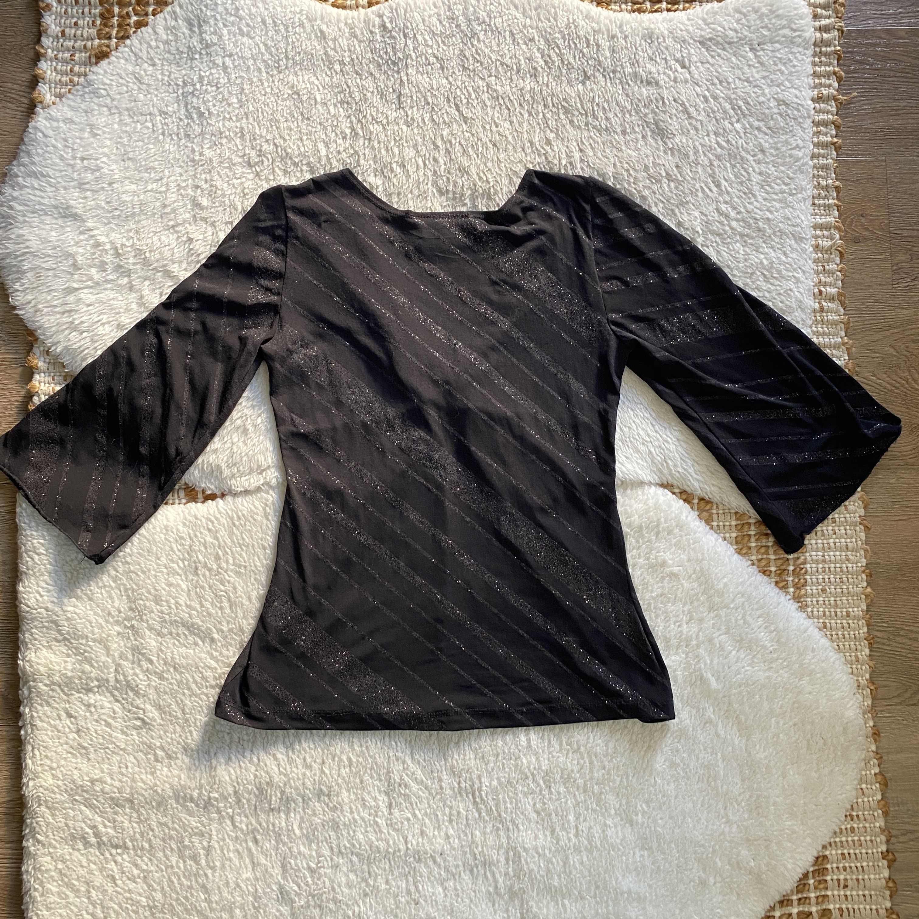 Other Vintage Carrie Allen Women’s Medium Black Glitter Top Size M / US 6-8 / IT 42-44 - 10 Thumbnail