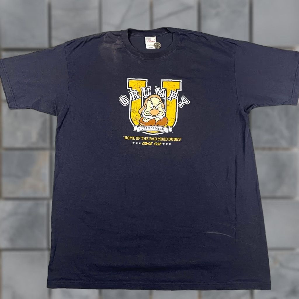 Disney VINTAGE Grumpy Disney Tshirt Mens XL Blue T-Shirt Disney Snow White Dwarfs Mickey Dwarfs Adults Crew Neck Short Sleeve Logo Cotton Blend Men's Shirt Size US XL / EU 56 / 4 - 1 Thumbnail