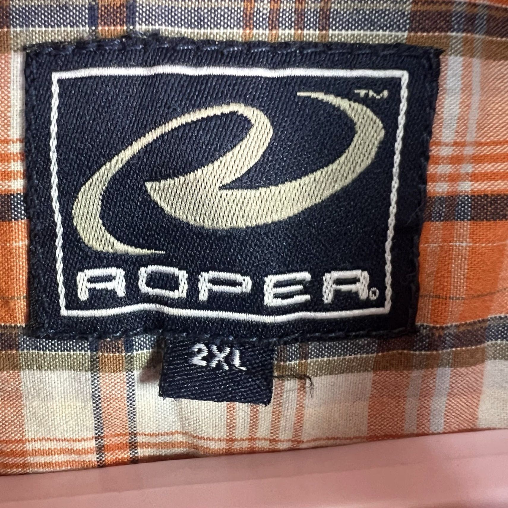 Roper VINTAGE Roper Western Plaid Button-Down Shirt Mens 2XL Long Sleeve Orange Casual Western Theme Size US XXL / EU 58 / 5 - 5 Thumbnail