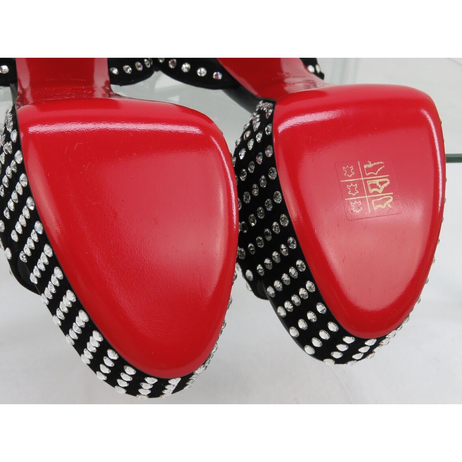 Christian Louboutin MOVIDA JANE BLACK SUEDE CRYSTALS PLATFORM SANDAL PUMPS 39 Size US 9 / IT 39 - 12 Thumbnail