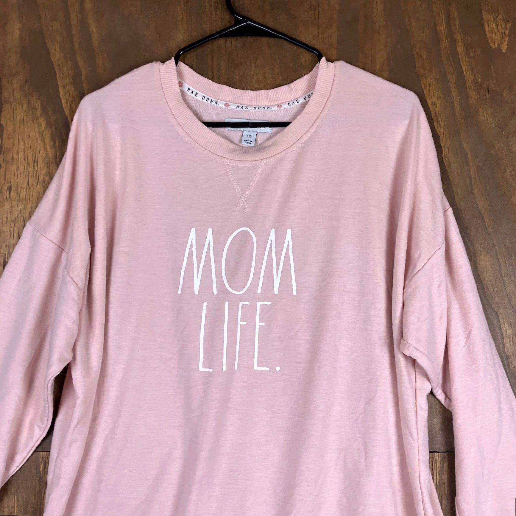Vintage Rae Dunn Womens Shirt Soft Pink Mom Life Crew Neck Long Sleeve Stretch Large Size L / US 10 / IT 46 - 2 Thumbnail