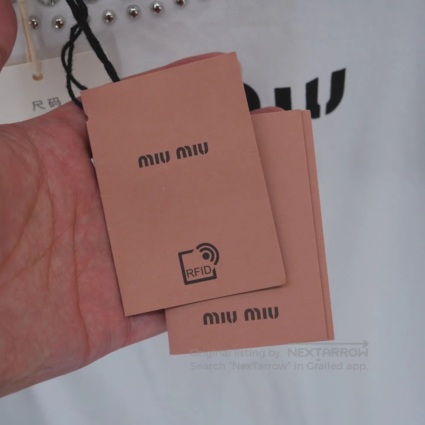Miu Miu Miu Miu Water drilling printed logo short-sleeve shirt Size S / US 4 / IT 40 - 7 Thumbnail