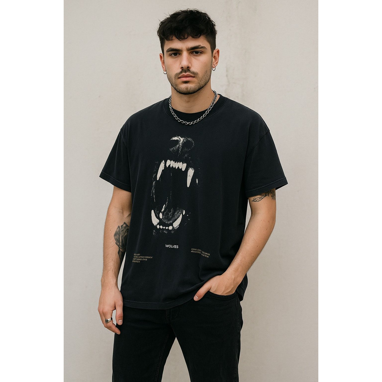 Darc Sport Darc Sport T-Shirt Mens Medium Black Wolves Teeth Size US M / EU 48-50 / 2 - 1 Thumbnail