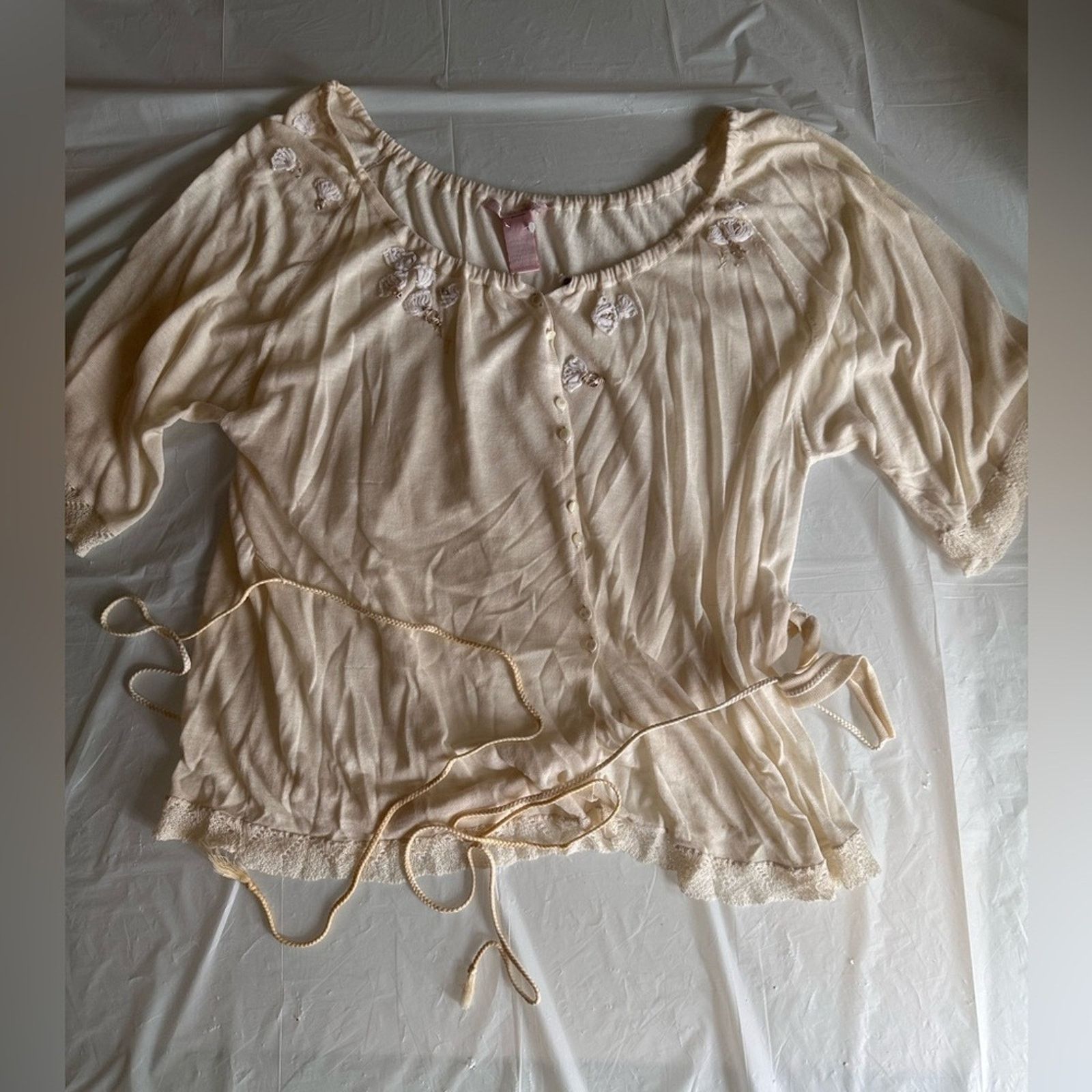 Rebecca Taylor Rebecca Taylor Cream Button Down Blouse L Size L / US 10 / IT 46 - 5 Thumbnail