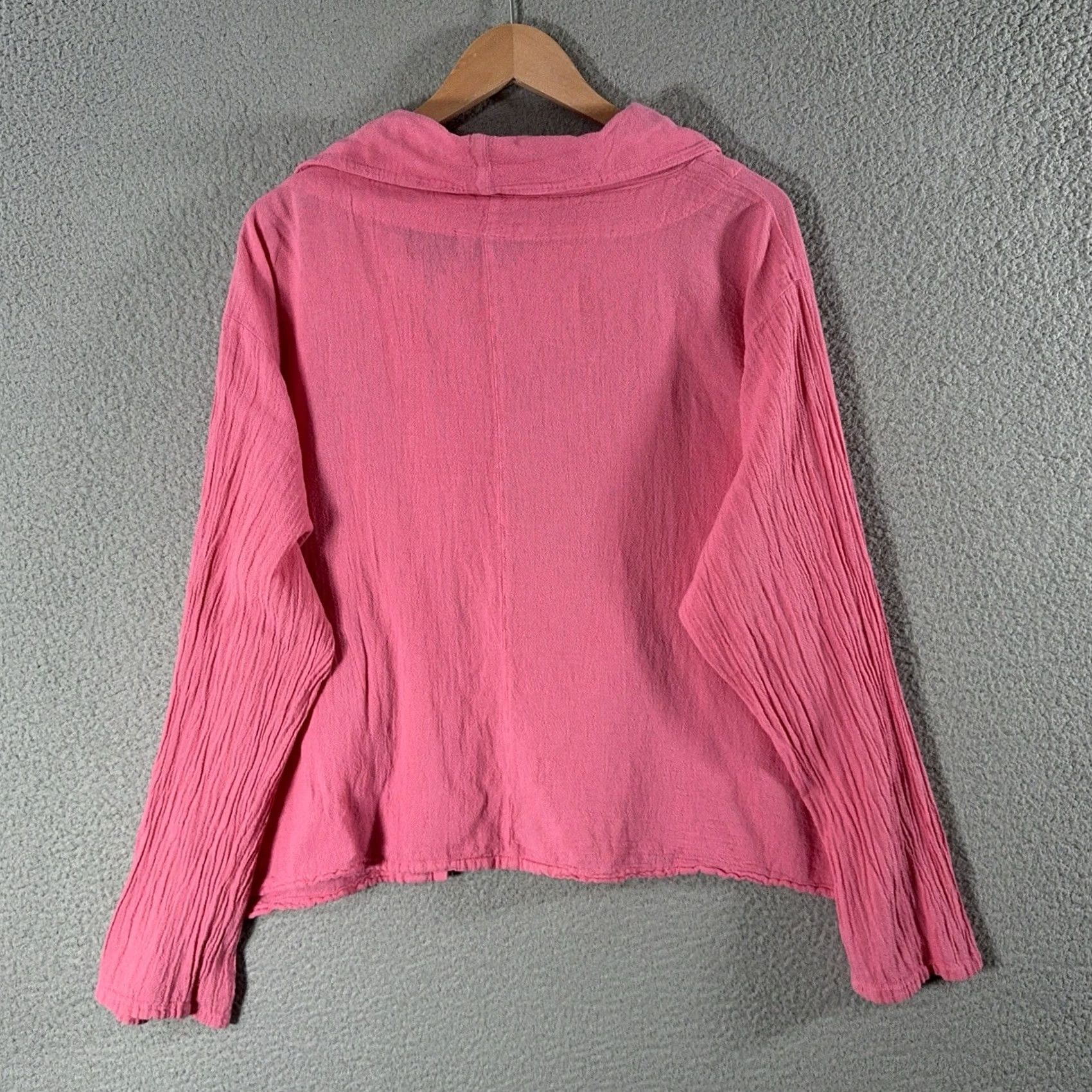 Pinko Oh My Gauze! Button-Front Pink Crop Cardie One Size Short Sleeve Boho Relaxed Cotton Tie-Front? Size ONE SIZE - 4 Thumbnail