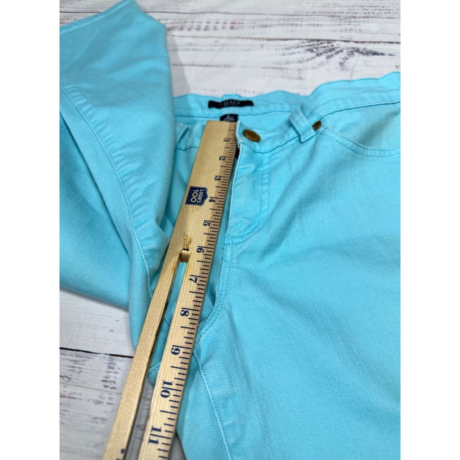 Chaps Chaps Womens Capri Jeans 6 Light Blue Cotton Blend 5-Pocket Tummy Control Jeans Capri Size 28" / US 6 / IT 42 - 4 Thumbnail