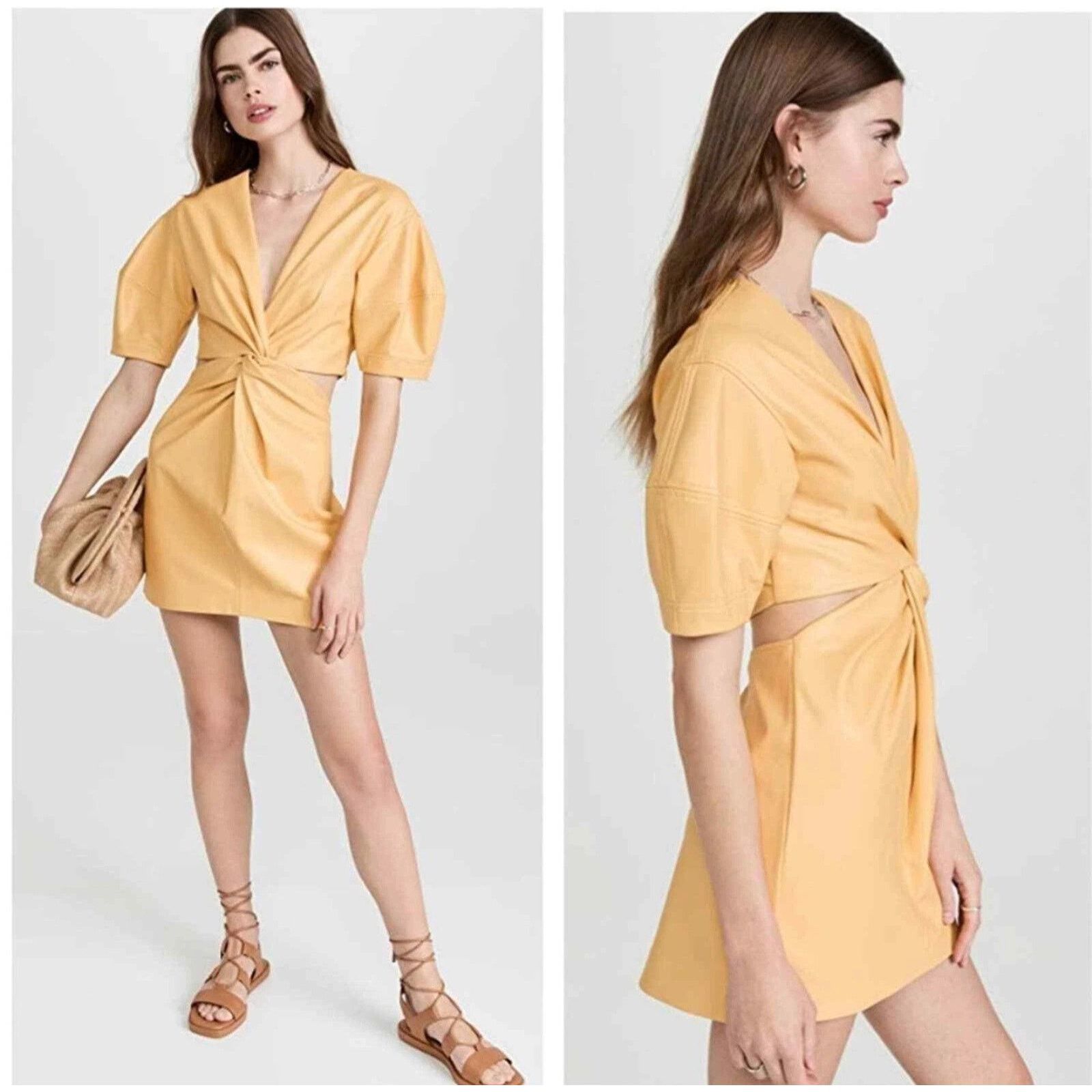 A.L.C. Alex Vegan Leather Mini Dress Plunge Neckline Flirty