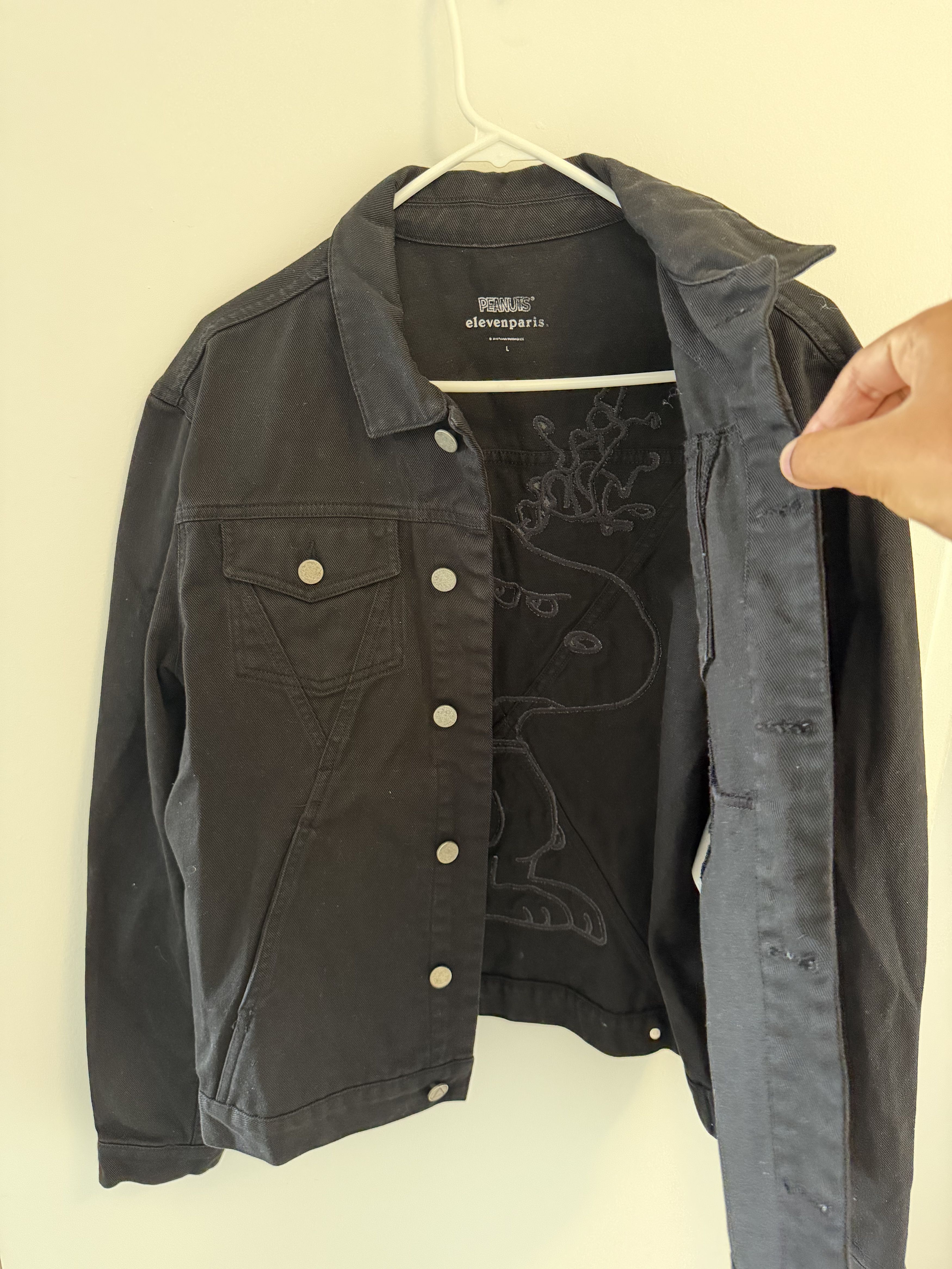 Eleven Paris Cropped Black Denim Snoopy Jacket Size US L / EU 52-54 / 3 - 2 Thumbnail