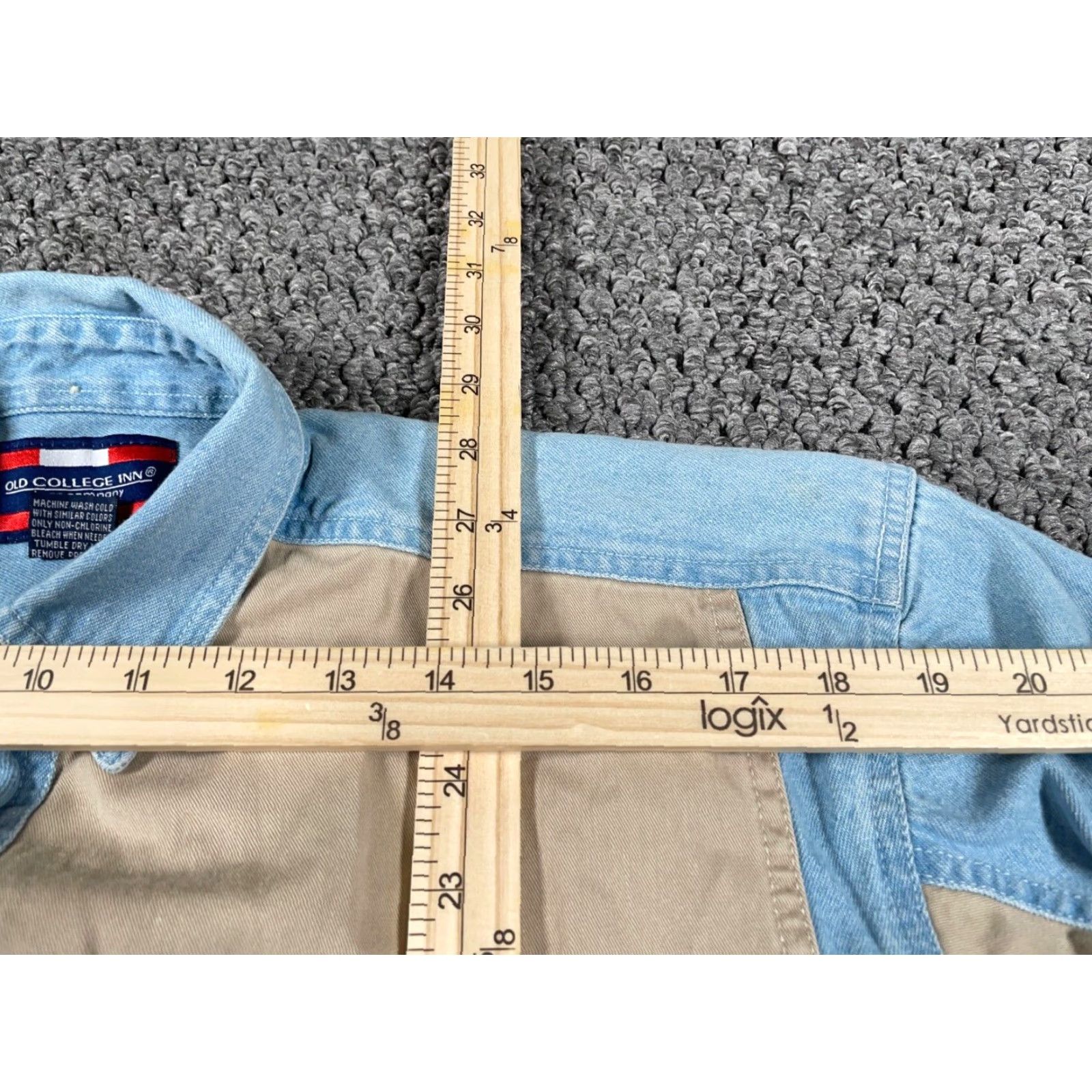 Denime Vintage Shirt Adult Medium Blue Denim Cotton Long Sleeve Button-Up Heavyweight Workwear Retro Grunge Mens Size US M / EU 48-50 / 2 - 6 Thumbnail
