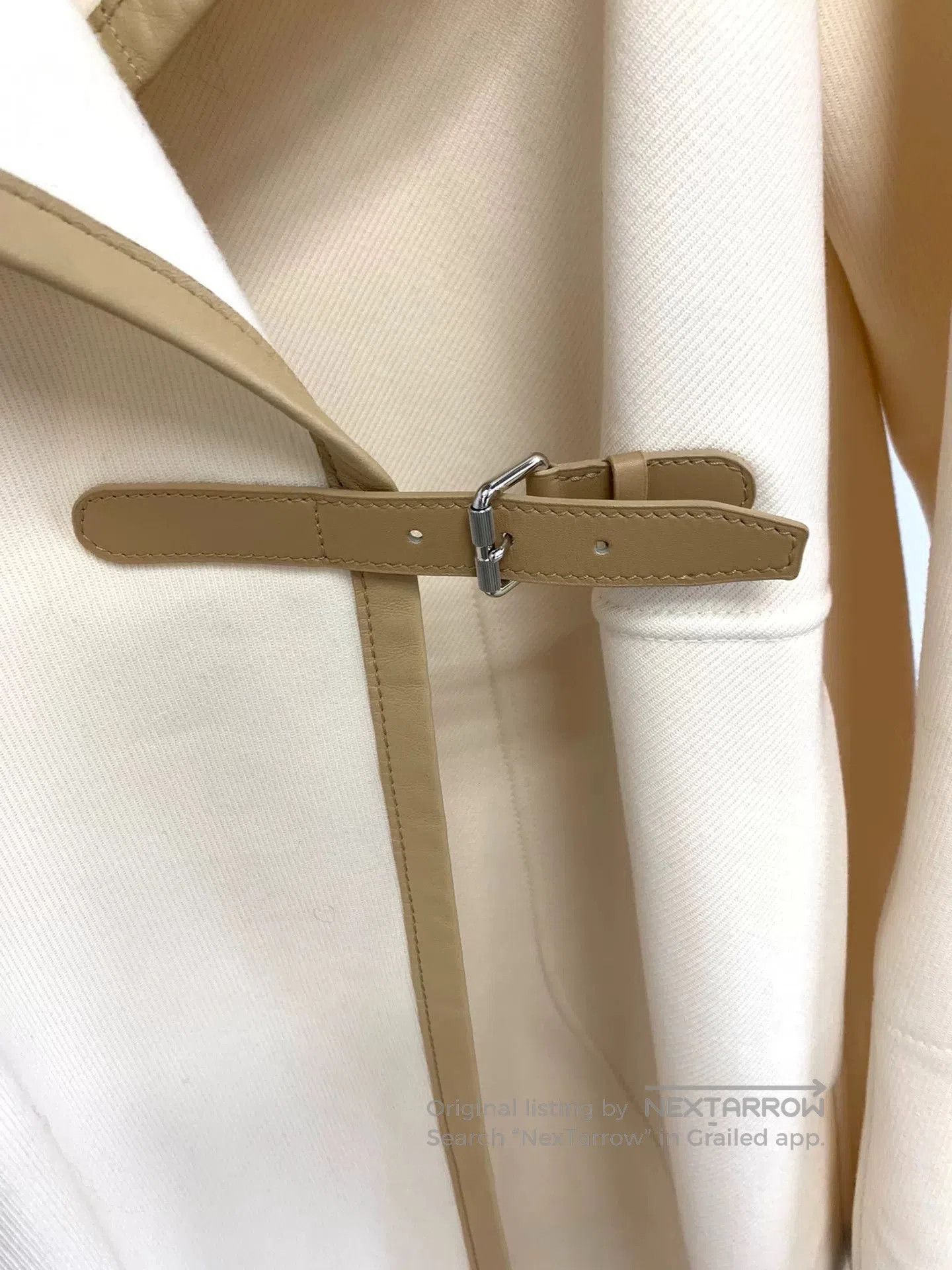 Hermes Hermes White Leather Trim Coat. Size US M / EU 48-50 / 2 - 2 Thumbnail