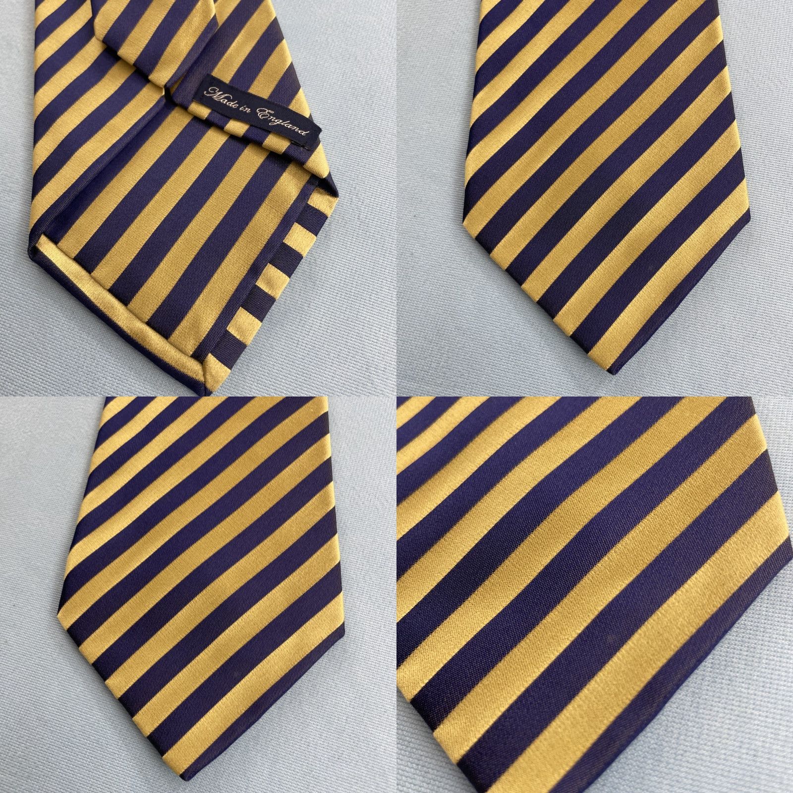 Charles Tyrwhitt Charles Tyrwhitt Seven Fold Tie Silk 3.7" x 62" Long Men Yellow Blue Stripe Handmade Tie Size ONE SIZE - 8 Thumbnail