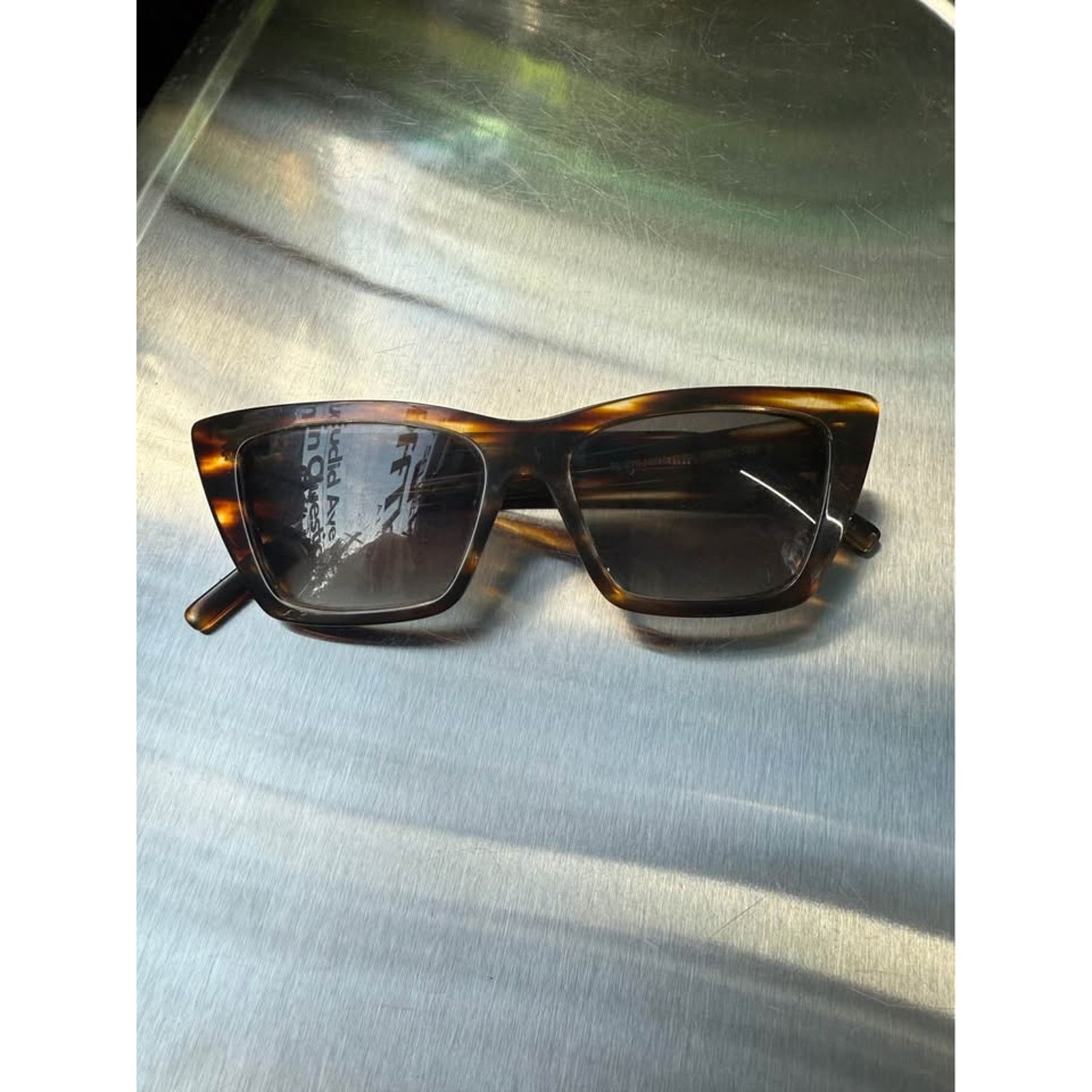 Saint Laurent Paris Saint Laurent Women Sunglasses Havana Yellow Cat Eye NEW Size ONE SIZE - 1 Thumbnail