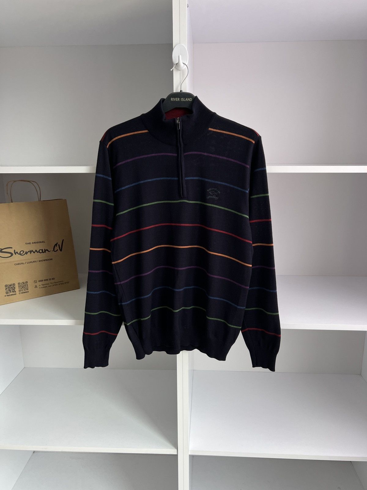 Designer × Paul & Shark × Vintage Vintage Paul Shark striped navy luxury sweater Size US M / EU 48-50 / 2 - 4 Thumbnail