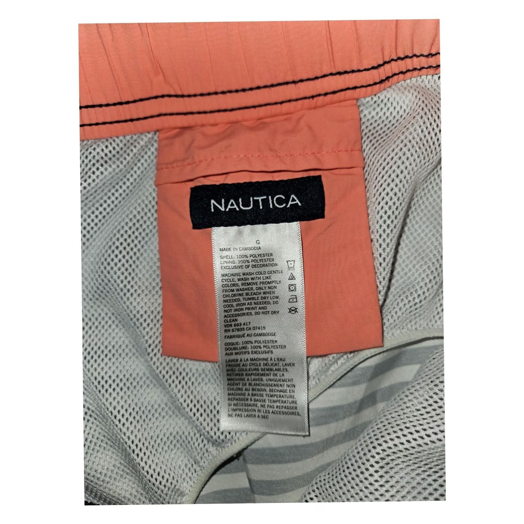 Nautica Nautica Swim Trunks Mens Large Blue Striped Beach Vacation Draw String Size ONE SIZE - 2 Thumbnail