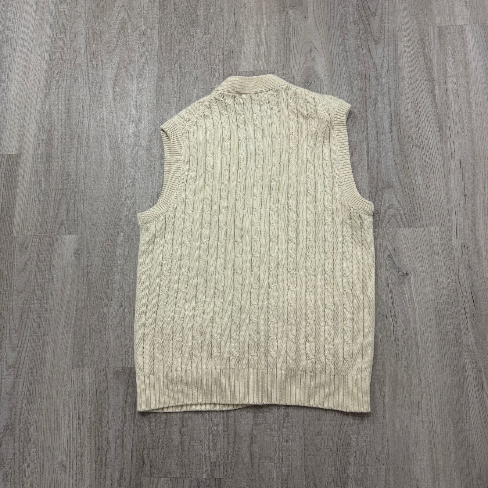 Vintage Vintage Kings Road Sweater Vest Men's Large Cream Cable Knit Size US L / EU 52-54 / 3 - 5 Thumbnail