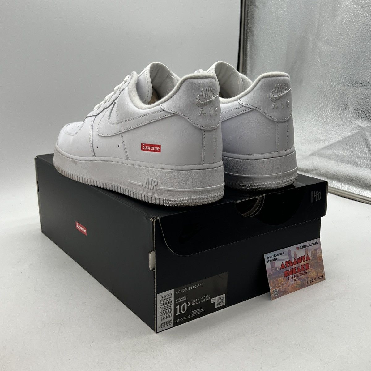 Nike Supreme x air force 1 box logo white Size US 10.5 / EU 43-44 - 4 Thumbnail
