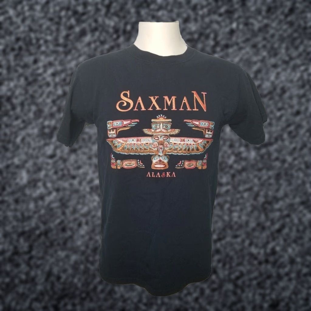 Anvil VINTAGE Anvil Alaska Travel Souvenir Glitter Graphic T-Shirt M Black 90s Mens Size US M / EU 48-50 / 2 - 1 Thumbnail