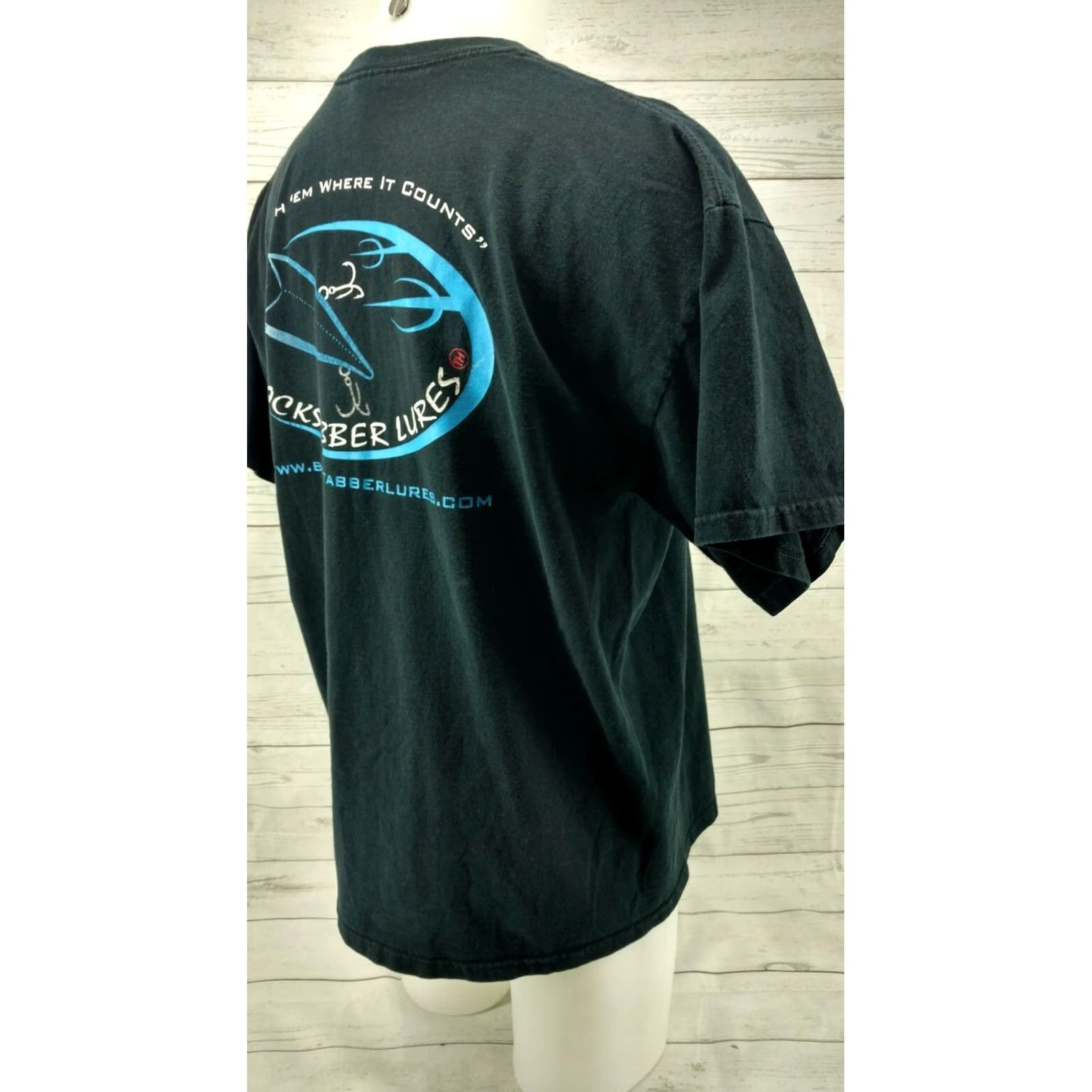 Gildan Mens Shirt XL Backstabber Lures Black Gildan Regular Cotton T-Shirt Mens Size US XL / EU 56 / 4 - 2 Thumbnail